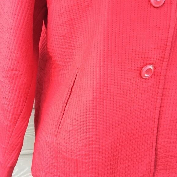 Women’s Red Silk & Cotton Quilted Jacket 14 - Picture 6 of 8